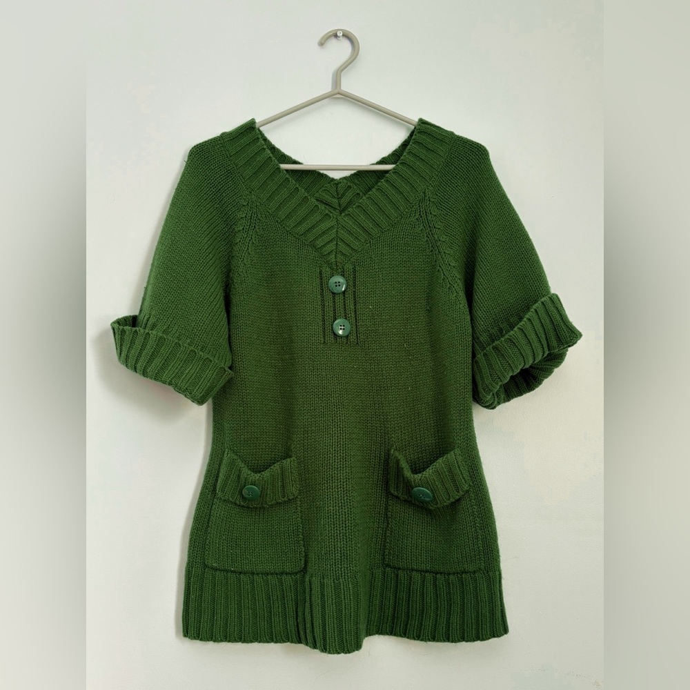 carducci acrylic knit tunic, petite large in forest green